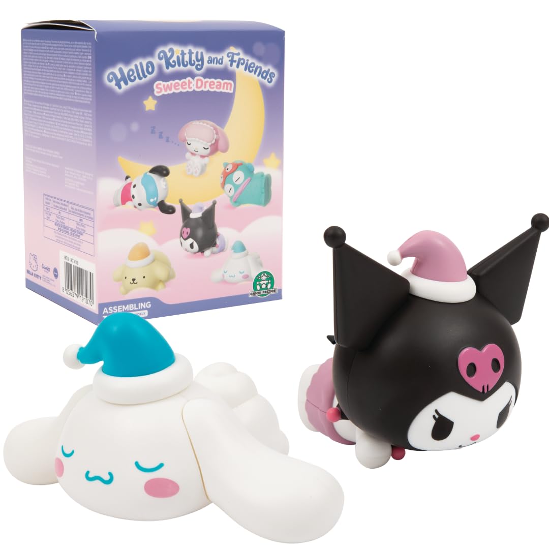 Hello Kitty Mini Figure Blind Bag 1 Random Character Included (Sweet Dreams Series), Collect 1 of 6 Assembling Figures: Kuromi, My Melody, Cinnamoroll, Pochacco, Hangyodon & Pompompurin