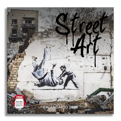 Street Art 2024 Wall Calendar - Ideal for Office and Home - 12 Months - 30 x 30 cm + Free Poster Gift, multi-coloured