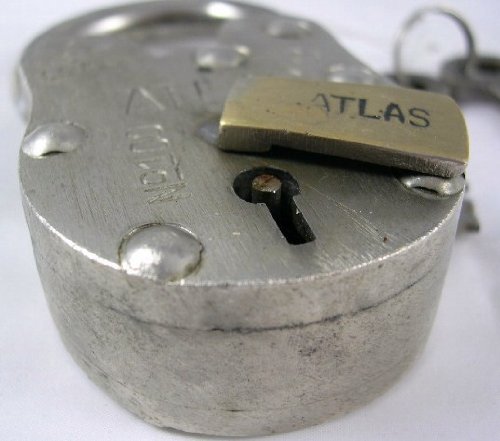 Large Iron Antique Style Replica Atlas Padlock With 2 Keys #TOP2