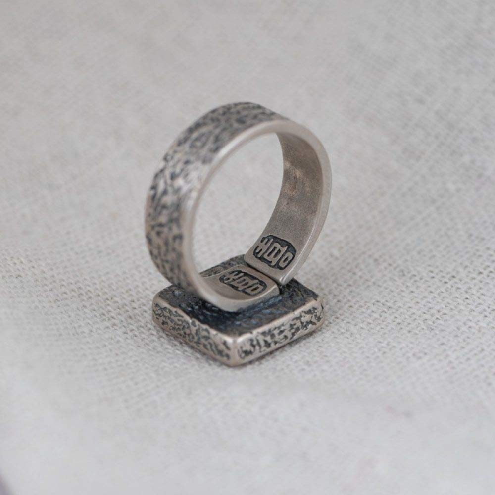Ring Aus 925Er Sterlingsilber, Sterling Silber Ringe Frauen 925 Doppelte Freude Worte Verstellbare Ringe Hammermuster Massiver Ring Sterling Kleid Ringe Verlobungsring Geschenke Für Männer Frau Ew