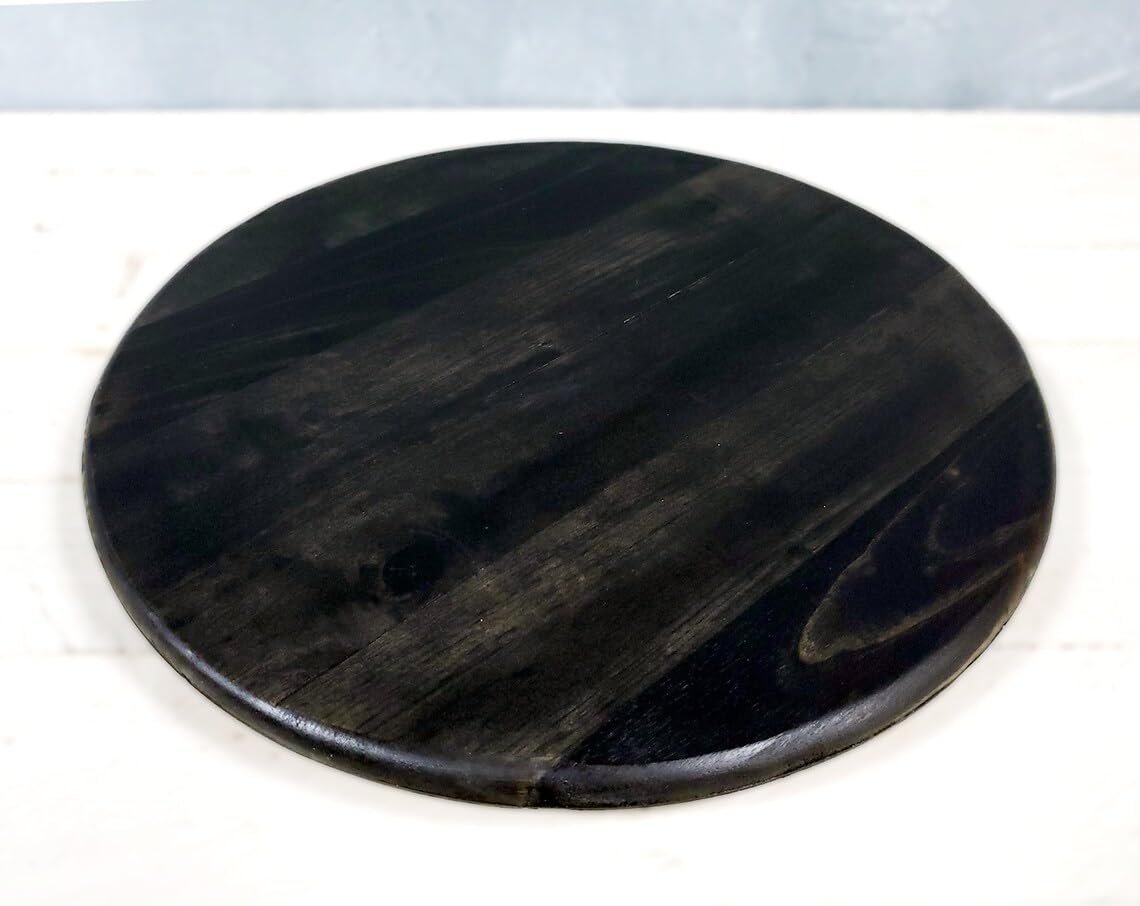 Rustic Ebony Stained Wooden Lazy Susan Silent Spin Base Included. Handmade in Mississippi (28 Inch Diameter)