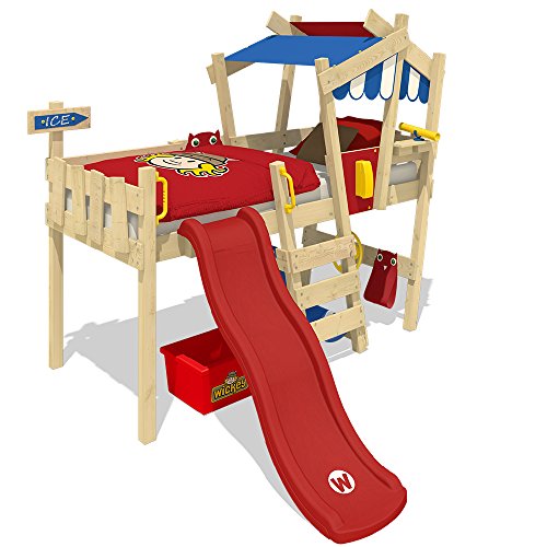 WICKEY Children's Bed With Slide Crazy Hutty Loft Bed Adventure Bed