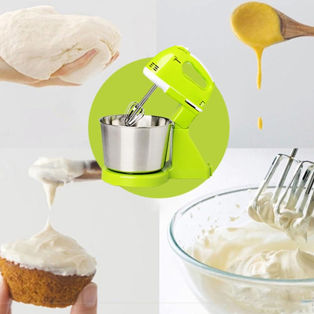 7 Geschwindigkeitsstufen Standmixer Elektrischer Schneebesen 2-in-1-Handmixer 1,7-Liter-Schüssel Professioneller Mixer Backzubehör Mini-Eiercreme-Mixer Für Kuchen, Teig, Brot, Desserts 100 W