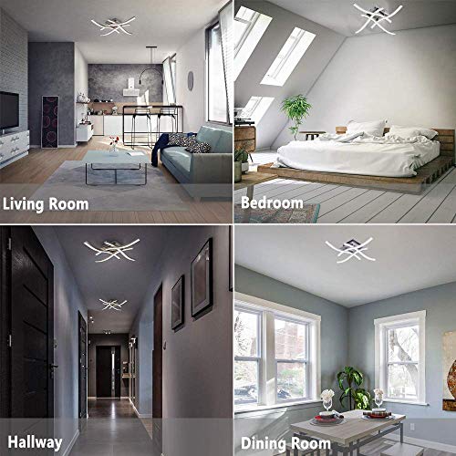 LED Ceiling Light, Elegant Curved Design Ceiling Lights, 28W Cool White Light 6500K 4 Built-in LED Boards,Modern Ceiling Fixture for Living Rooms, Bedroom, Kitchen Hallway and Bedroom,2400 Lumens - Image 6
