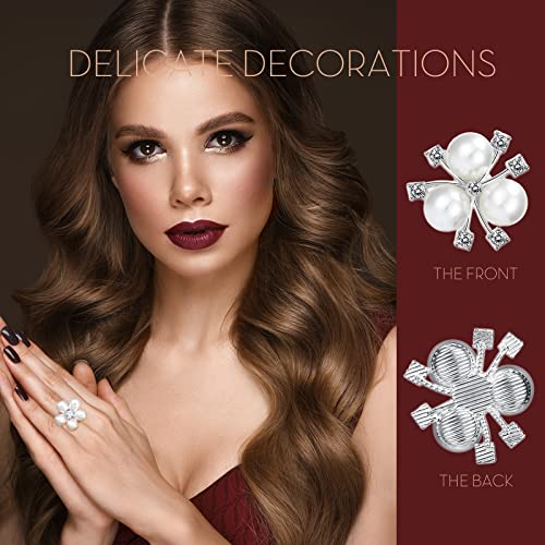 66 Pieces Craft Pearl Crystal Rhinestone Buttons Flower Faux Pearl Bouquet Embellishments For Crafting Flat Back Decorative Button Diy Jewelry Making Supplies Wedding Bouquet Jewelry (Gold) #TOP4