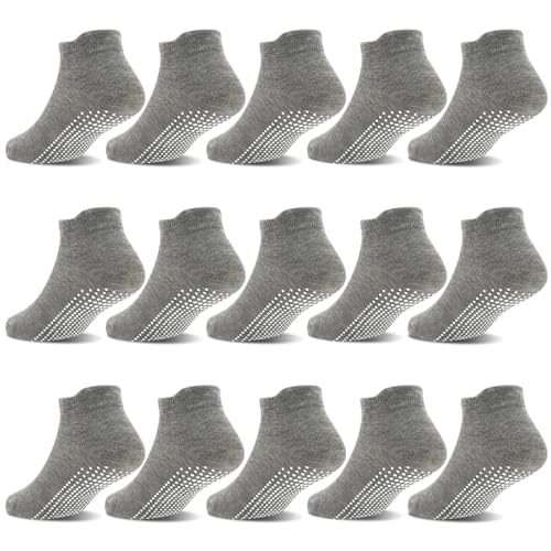 Image of GRPSKCOS Non Slip Toddler Socks 15 Pairs Toddler Grip Anti Skid Low Cut Socks for 1-7 Years Boys Girls