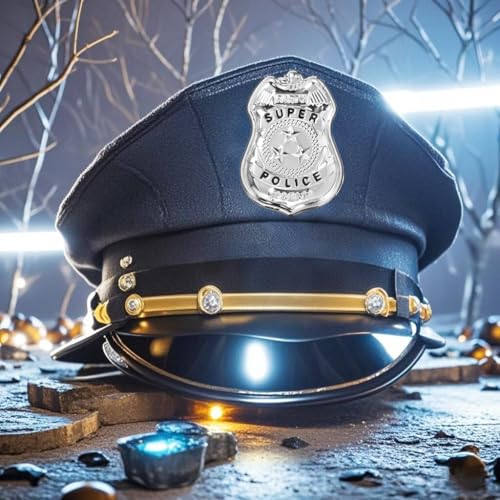 Image of 3Pcs Police Badge, Halloween Police Role Play Brooch Metal Cop Cosplay Costume Accessory