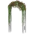 Arbuxzuy 102in Steel Garden Arch Arbor Trellis for Climbing Plants Outdoor,Yard,Wide Sturdy Durable Garden Arch for Lawn,8.5ft Climbing Plants Decorative Wire Lattice,Outdoor Wedding Arch(Black)