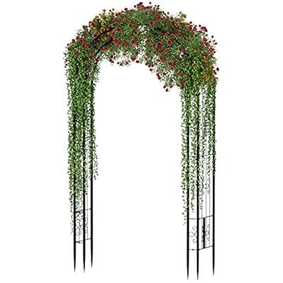 Arbuxzuy 102in Steel Garden Arch Arbor Trellis for Climbing Plants Outdoor,Yard,Wide Sturdy Durable Garden Arch for Lawn,8.5ft Climbing Plants Decorative Wire Lattice,Outdoor Wedding Arch(Black)