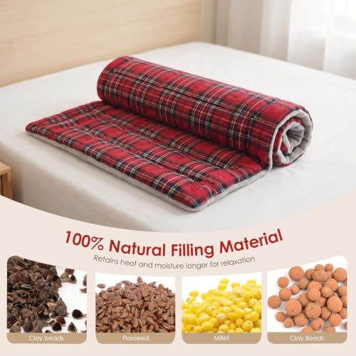 Image of Extra Large Microwave Heating Pad for Back, 24.4 X 14.17 Tartan Red | Moist Heat Pad for Neck and Shoulders, Warm Compress Therapy for Stomach Pain Relief, Gift for Women