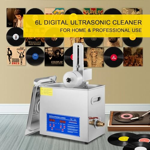 Limpiador ultrasónico para discos de vinilo. Máquina de limpieza ultrasónica para discos de vinilo con una capacidad de 6 litros y una frecuencia de 40 kHz para una limpieza profunda, el res