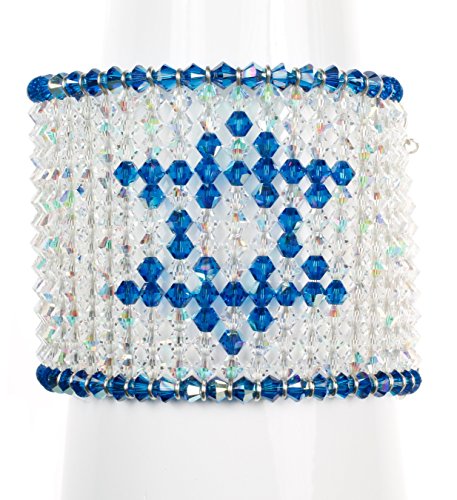 Karen Curtis Womens Swarovski Crystal Israeli Flag Cuff Bracelet #TOP3