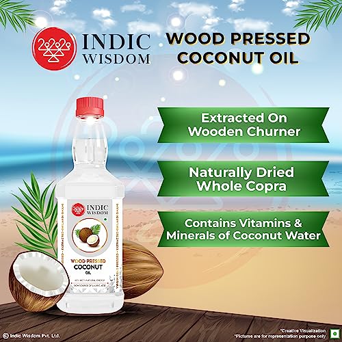 Image of IndicWisdom Wood Pressed Virgin Coconut Oil 200 ml (Cold Pressed Coconut Oil - Extracted on Wooden Churner)