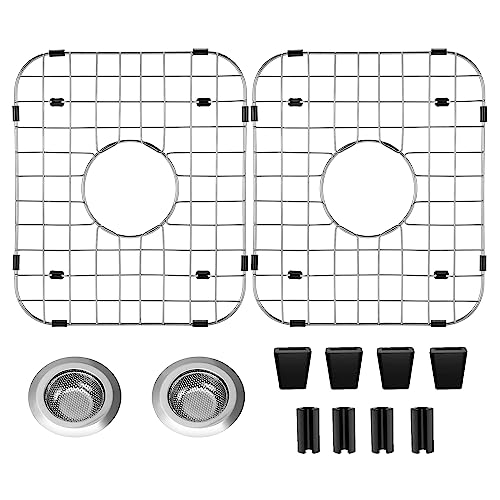 Sink Protectors 4-pack, stainless steel bottom grid with center drain hole