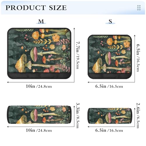 Image of Forest Mushroom Scene Green Seat Belt Cover Pad 2 Pcs Soft Cute Seatbelt Covers Protector Support Head Neck Shoulder Strap for Car Seats High Chair Backpack for Adults Kids Women Men 10x7.7In 2