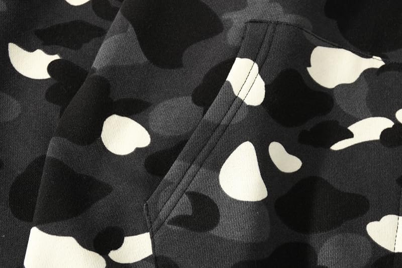 Unisex Reflective Camo Hoodie Jacket, Double Hood Design, Glow in Dark