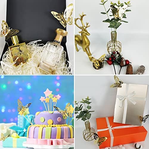 Gold Butterflies - 48pcs 3D Butterfly Wall Stickers Removable Gold Butterfly Wall Stickers 3D for Home Kids Bedroom Wedding Festival Party Gold Butterfly Decoration