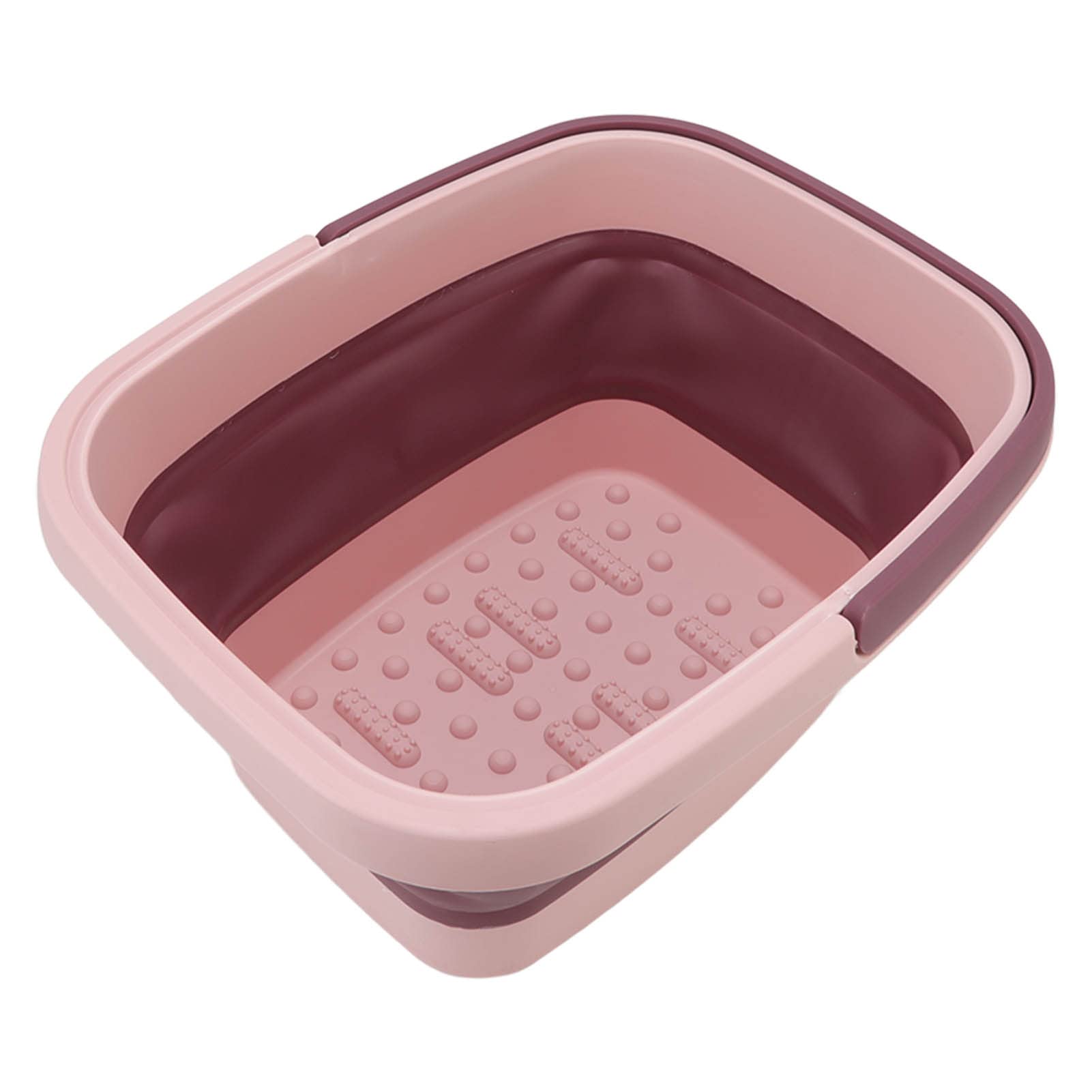 Cubo de masaje plegable de silicona para el hogar y los viajes, cuenca de spa portátil para la relajación (rosa)