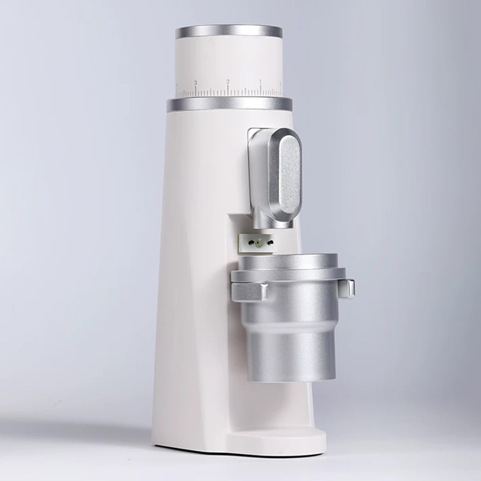 Boozxcv White Electric Coffee Grinder, 48Mm Conical Burr Espresso Grinder - Single Dose, With 0.01Mm Stepless Adjustment, 30G Powder Cup, For Home, Office, Use (White)