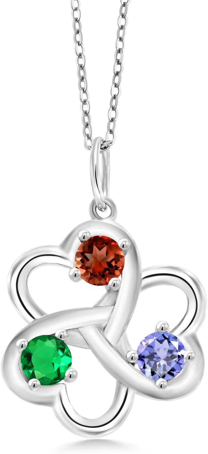 Gem Stone King Customized and Personalized Heart Shape Mother Pendant Necklace For Women | Gemstone Birthstone | 925 Sterling Silver | 18 Inch Silver Chain | Fine Jewelry Gifts for Women Mom Wife Her