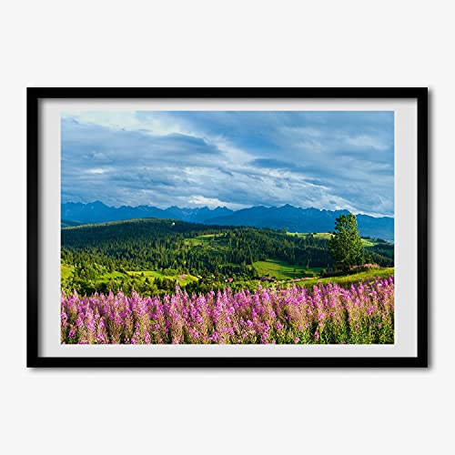 Cadre photo 70x50 en bois pour habiller un mur vide avec un paysage de lavande