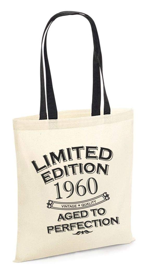 1960 Birthday Gift Present Tote Shopping Bag For Life Cotton Limited Edition Aged To Perfection