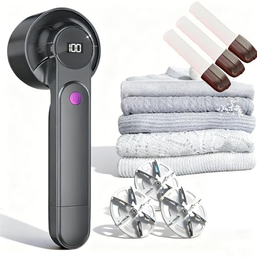 Éliminateur de Peluches Remover Pro 2.0, 2 en 1 Rasoir Anti Bouloche Peluche Vetement,USB Rechargeable Anti Peluche Vetement avec 3 Lames de Rechange Tranchantes en Acier,Sans Effort et Rapidement (A)