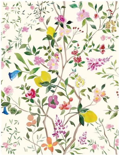 HAOKHOME Beige Wallpaper Peel and Stick Chinoiserie Lemon Floral Farmhouse