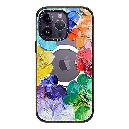 CASETiFY �C���p�N�g iPhone 14 Pro Max �P�[�X [MIL�K�i���� (4x MIL-STD-810G)/2.5m����̗����������N���A/MagSafe �ɑΉ�] - Rainbow Color Wheel - �O���b�V�[ �u���b�N
