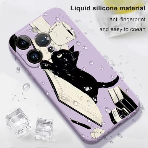 Coque iPhone 15 Pro violet chat floral 6,1 pouces anti-chocs douce - 6