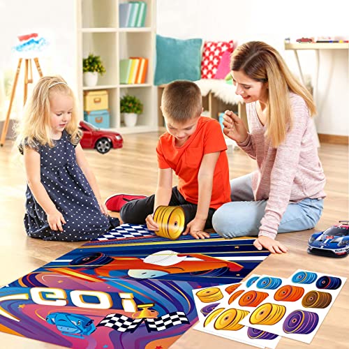 Image of WERNNSAI Race Car Party Games Car Theme Party Supplies for Kids Boys | Pin The Wheel on The Car,Birthday Party Games for Kids,28 inch x 21 inch Poster with 24 Stickers and Blindfold