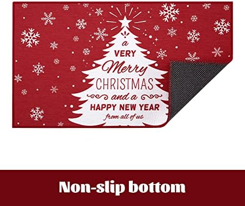 CAROMIO Christmas Tree DoorMat, Washable Indoor Outdoor Entry Doormats Front Door Decoration Mat Non-Slip Absorbent Entry Door Rugs 40x80cm