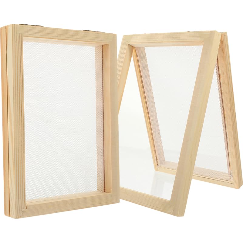 DOITOOL Paper Making Screen, 2PCS Wooden Paper Making Frame, Diy Crafts Mould and Deckle, 7.08 X 4.92 X 0.90 Inch
