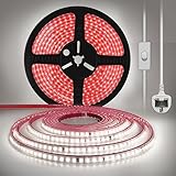 pcningled 2M (6.56ft) IP67 Waterproof Sticky LED Strips Light AC 230V SMD 2835 120 LEDs/m Super Bright Flexible LED Strip Lamp with ON/Off Switch and 3 Pin Plug Cold White 6000K (2, Cold White) - Image 2