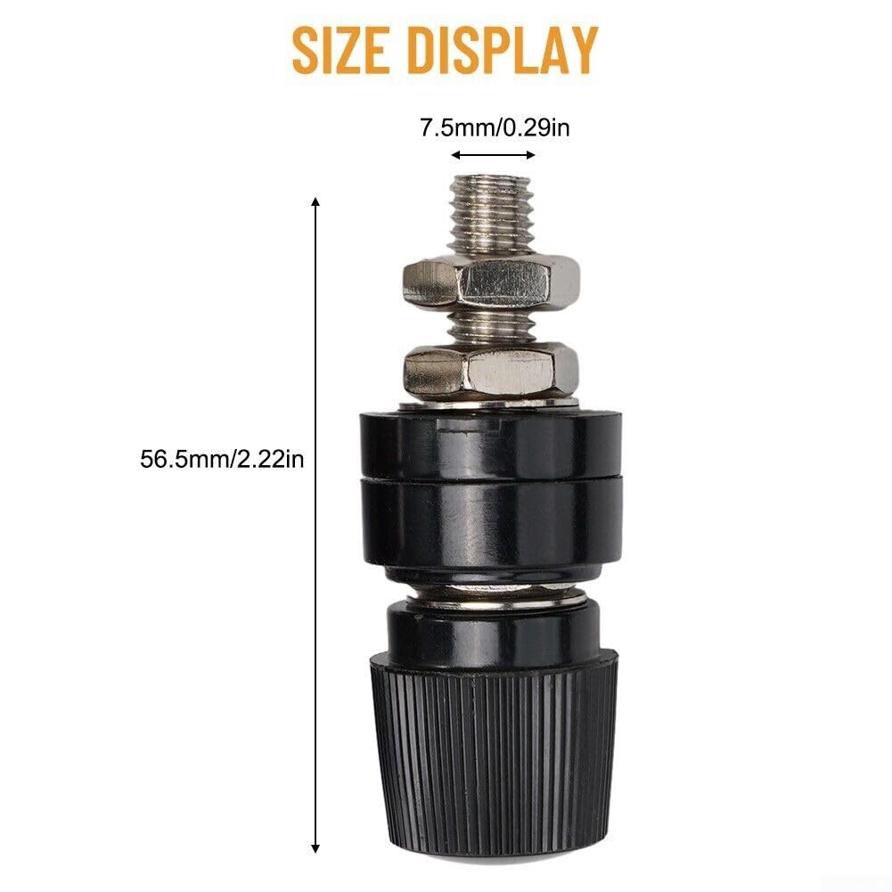 4 connettori maschio a vite 8 mm terminali in ottone isolati per batteria rosso + nero