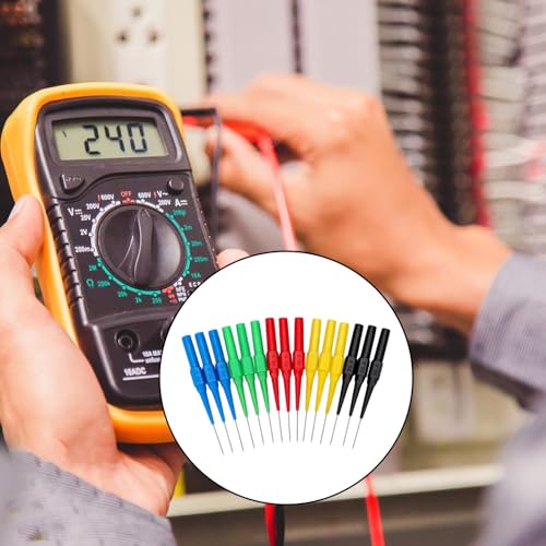 Image of 15 Pcs Colorful Test Probe Pins 0.7mm Non-Destructive Insulation Wire Piercing Needle Insulation Back Probes Multimeter Test Probe for Banana Socket Tester