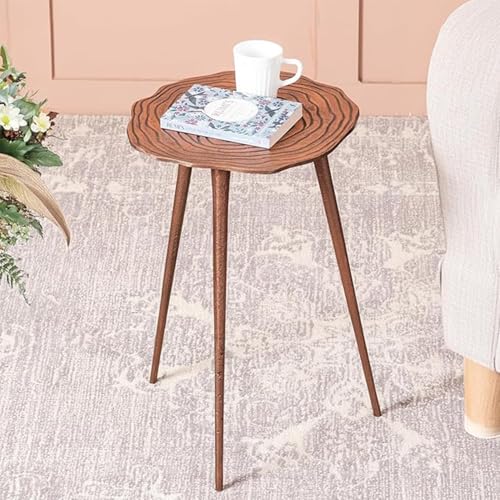 Image of nestroots Multipurpose Aluminium Nightstand Side Table for Bedroom | Bedside Table | Corner Table for Living Room Decor | Room Decoration Items | 21 Inches Height, Copper Finish