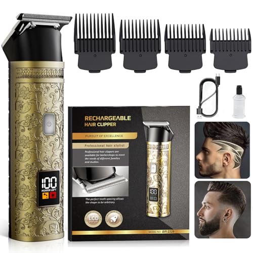XkuiHF Tondeuse Cheveux et Barbe Homme Professionnelle - Rasage T0 avec Lame Titanium, 4 Peignes de Guidage, Imperméable IPX7 (Sans Fil, Silencieuse,...