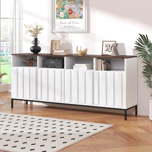 COCO DESIGN 70" Buffet Sideboard Cabinet with Fluted Panel Doors,