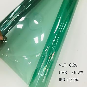 Window Tinted Car Film, 66% VLT Green, Glass Window Tints Foil Solar Protection Film for Vehicle (50x300cm)