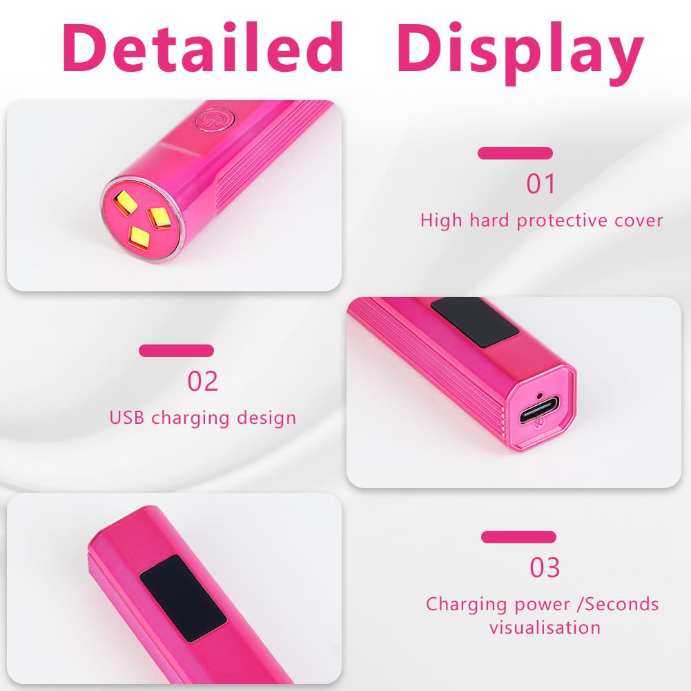 LOPHE Lámpara de Uñas UV de Mano, Secador de Uñas Portátil USB, Recargable Mini Lámpara de Uñas Led UV, Lampara UV LED Uñas Regalo para Salón de Bricolaje en Casa para Mujeres, Colorido Morado