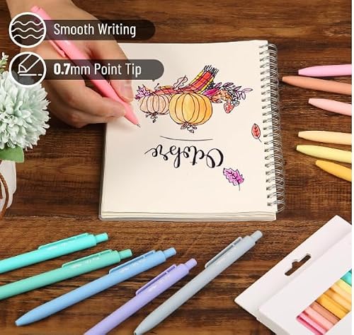 Mr. Pen- Retractable Gel Pens, 12 Pack, Assorted Colors Ink, Fine Point 0.7mm, Fast Dry, Smooth Writing, Cute Pens for Drawing, Writing Planner and School Supplies - Thumbnail 3