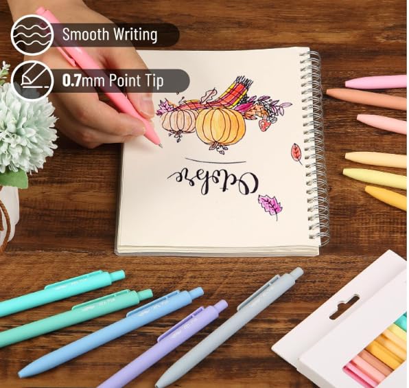 Image of Mr. Pen- Retractable Gel Pens, 12 Pack, Assorted Colors Ink | Fine Point 0.7mm, Fast Dry, Smooth Writing, Cute Pens for Drawing, Writing Planner and School Supplies