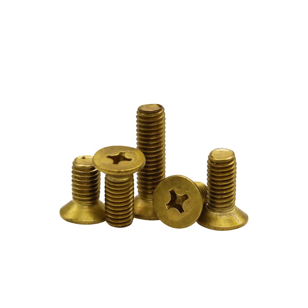 M2 M2.5 M3 M4 M5 M6 M8 M10 M12 Brass Phillips Cross Countersunk Flat Head Screws (M6 x 20mm,10)