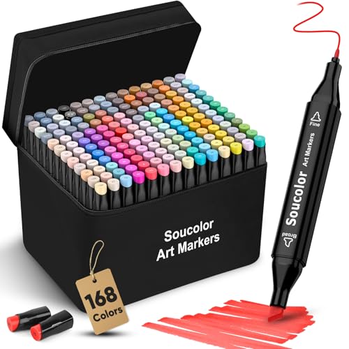 Image of Alcohol Based Marker with Case, 168 Colors Dual Tip Permanent Art Markers for Book Painting Card Making Coloring Illustrations Sketch