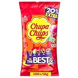 chupa chups teile LECKERE VIELFALT: Die Lollipops in 5 Sorten bieten bunte Vielfalt und überzeugen mit ihrem typischen, unverkennbaren Geschmack; Die klassischen Flavours sorgen für einen langanhaltenden Lutschgenuss