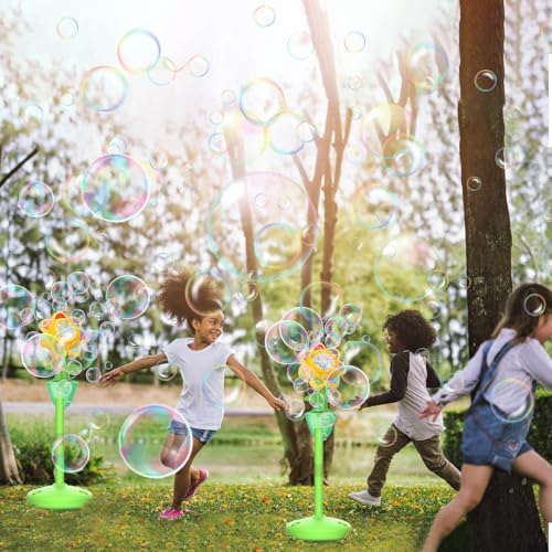 Palksky Bubble Machine for Kids Toddlers, Flower Bubble Maker with Lights for Parties, Rechargeable Automatic Bubbles Blower Machine for Outdoor Wedding Birthday Party — view 5