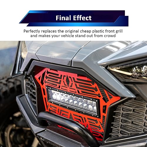 Wsays UTV Front Mesh Grille/fascia grill with 11" Dual Row Straight Light Bar Compatible with Polaris RZR Pro XP Turbo R Pro R 2020-2024#5456612-070 by Wsays - Image 2