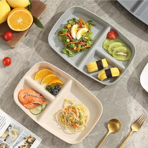 Image of Lightweight & Unbreakable Plates for Dessert, Pasta, Cereal, Camping, Kitchen, Noodles, Picnic, Snacks, Cake, Salad Dishwasher & Microwave Safe Wheat Straw Dinnerware (Random, Pack of 2)