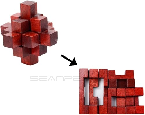 Miniatura 3 de 6 rompecabezas de madera para el cerebro 3D, bloques entrelazados para niños y adolescentes, juegos casurales de entrenamiento de lógica cerebral (E)